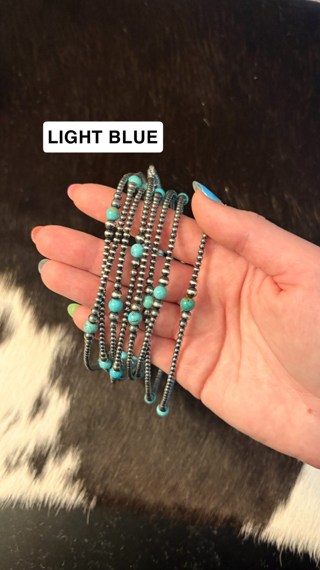 3-6MM GRADUATED STERLING SILVER PEARL NECKLACE - TURQUOISE