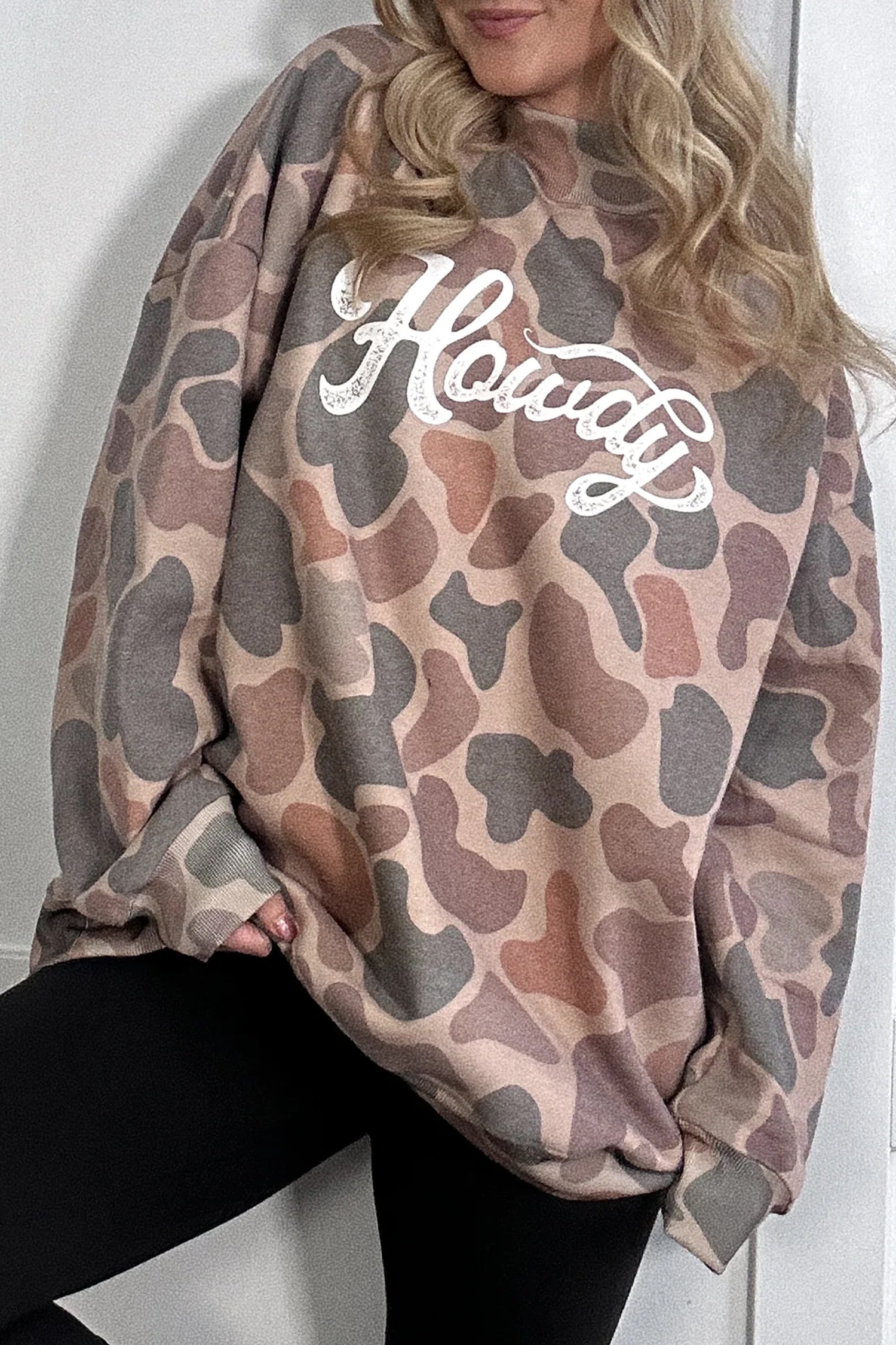Western Howdy Camo Baggy Pullover Sweatshirt
