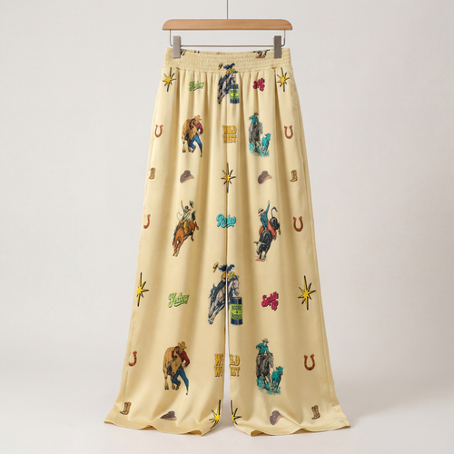 Baha Ranch The Last Roundup Rodeo High Waisted Wide Leg Pants