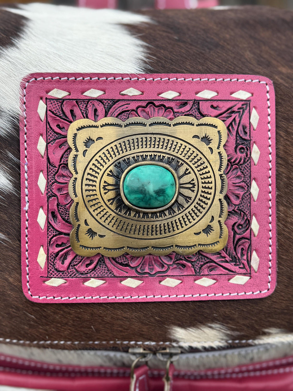 Pink or Turquoise Genuine Western Cowhide Leather Backpack Diaper Bag Personal Item carry-on luggage by Double B Wild Rags