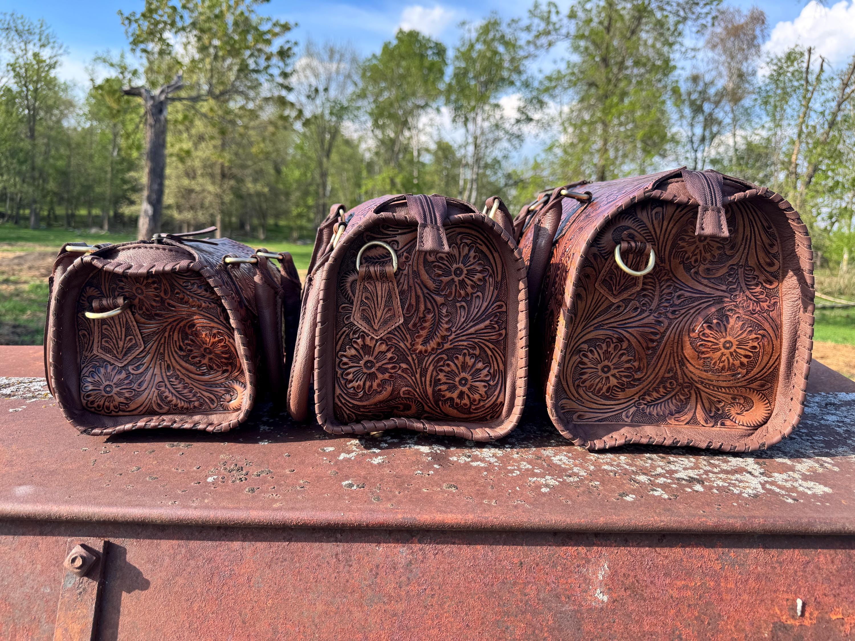 Chestnut Brown Speedy Western Genuine Leather Barrel Bag Purse by Double B