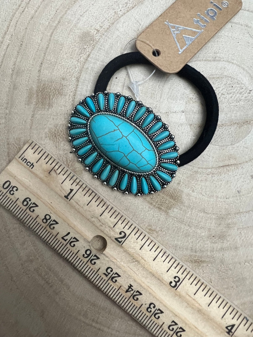 Western Faux Turquoise Cluster Hair Tie — 2.5" Southwestern Hair Statement
