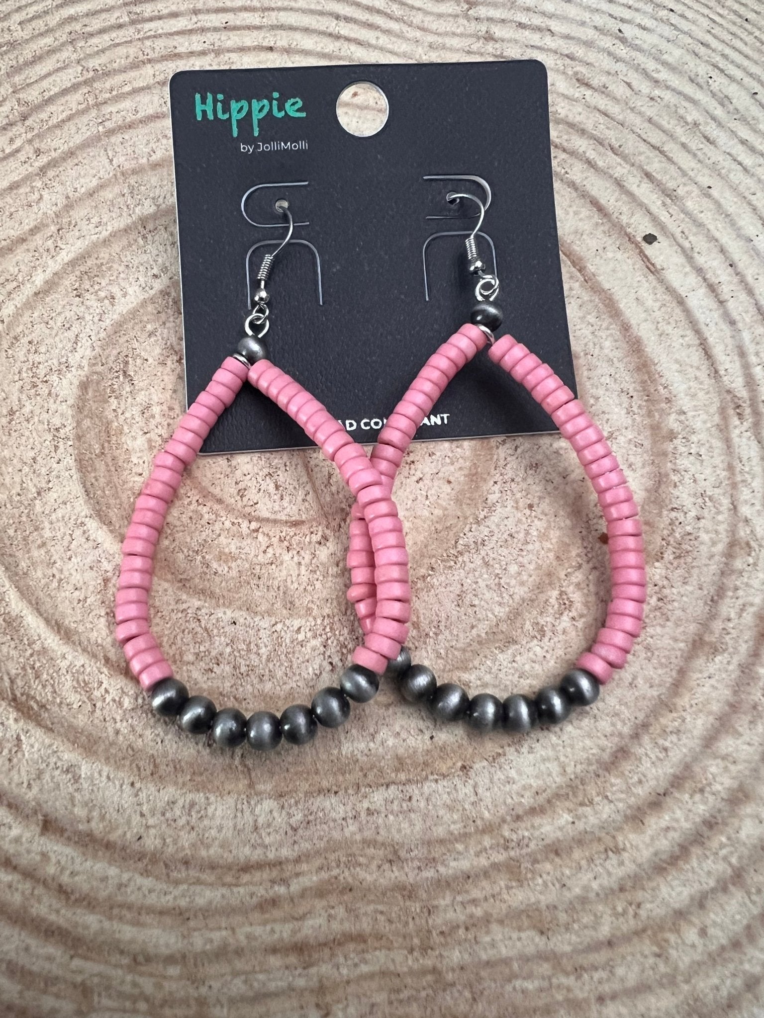 Western Teardrop Earrings with Pink Stones — 2½" Drop Southwestern Statement